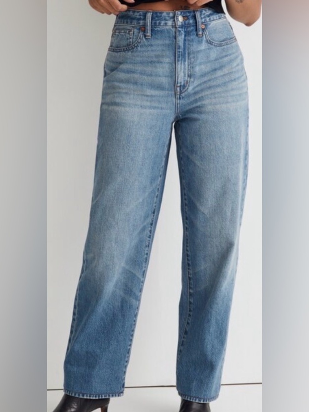 Madewell Curvy Baggy Straight Jeans in Letica Wash